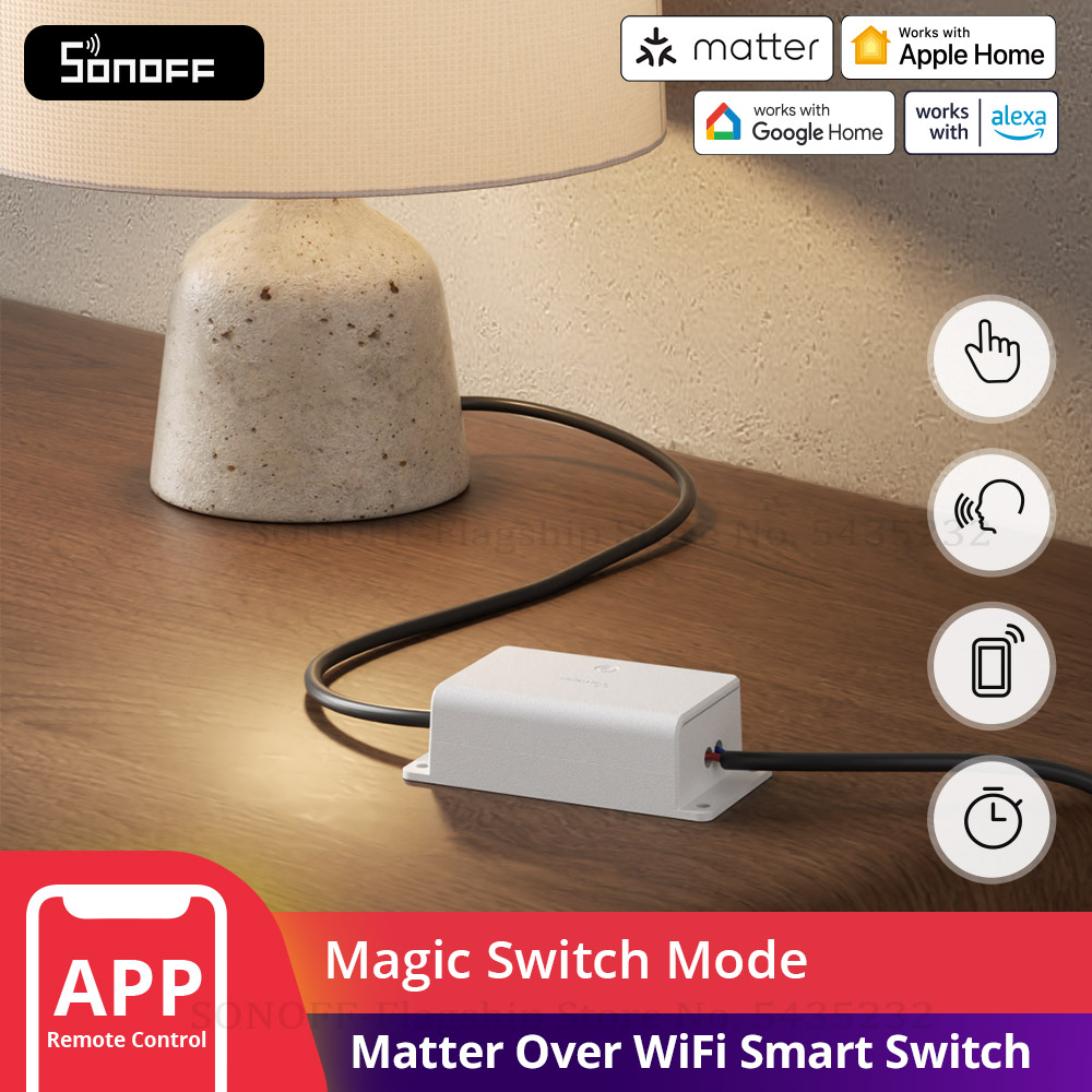 Умный Wi-Fi выключатель SONOFF BASIC-1GS Gen5 Matter, модуль для самостоятельной сборки, решение для автоматизации умного дома, совместим с Apple Home и Google Home