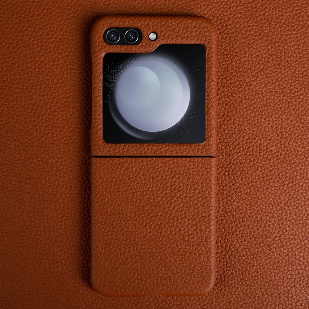For funda Samsung Galaxy Z Flip5 Case Litchi pattern Genuine Leather Cases for galaxy Z Flip7 ZFlip4 3 phone Cover Coque Shell