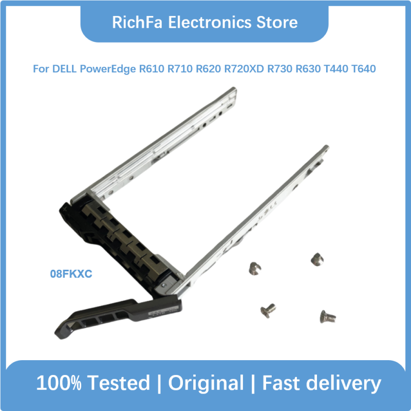 デル用hddキャディトレイ、poweredge r610、r710、r620、r720xd、r730、r630、t440、t640、08fkxc、sas、sata