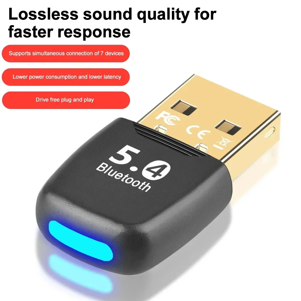 USB Bluetooth 5.4 Dongle Adapter สําหรับ PC เมาส์ไร้สายคีย์บอร์ดแล็ปท็อปเครื่องรับสัญญาณเพลงเครื่องส่งสัญญาณ USB