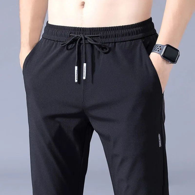 Men's Pants 2026 Summer New Black Gray Thin Business Casual Pants Outdoor Elastic Breathable Straight Leg Sweatpants