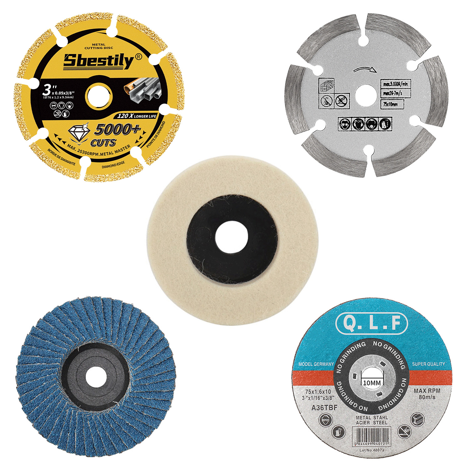 5 unids/set 75mm disco de corte soldado rueda de corte de Metal Mini hoja de sierra de piedra muela de lana para amoladora angular corte Polishi