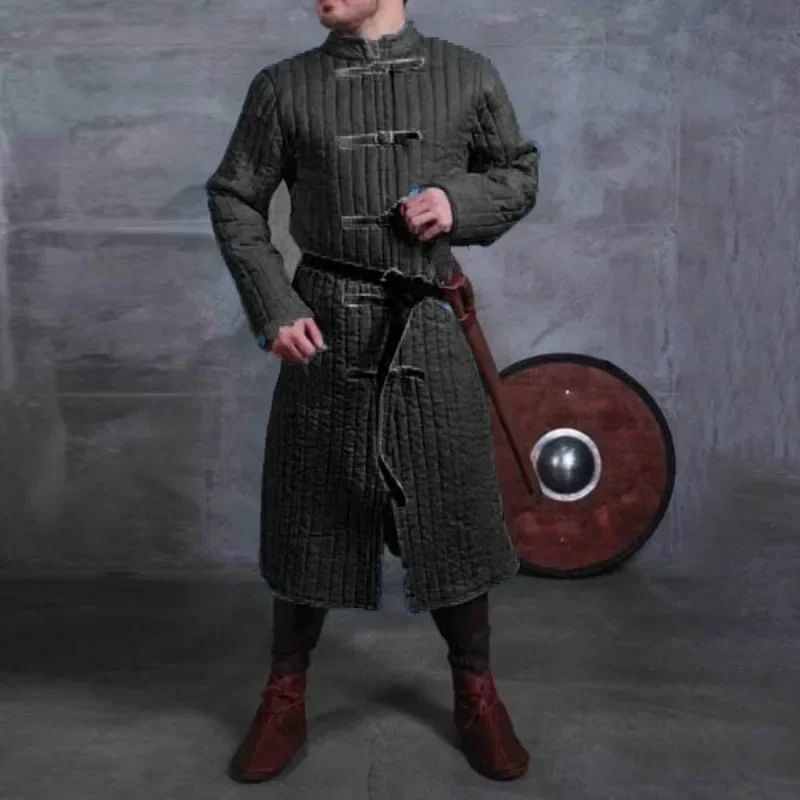 Jaqueta medieval vintage masculina, fantasia steampunk de inverno, seda assimada como algodão, uniforme de dramatização, sem cinto