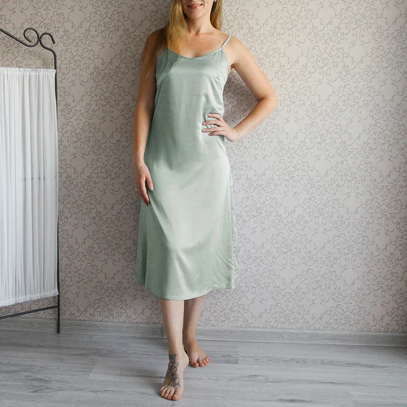 Vestido de fiesta de satén de verano con tirantes finos, cuello en V, espalda descubierta, vestidos largos para mujer, vestidos sexys en liquidación