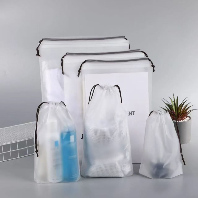 Bolsa de almacenamiento de zapatos portátil con cordón, bolsa de maquillaje de viaje para artículos diversos, bolsa de almacenamiento de plástico transparente impermeable, 5/10 Uds.