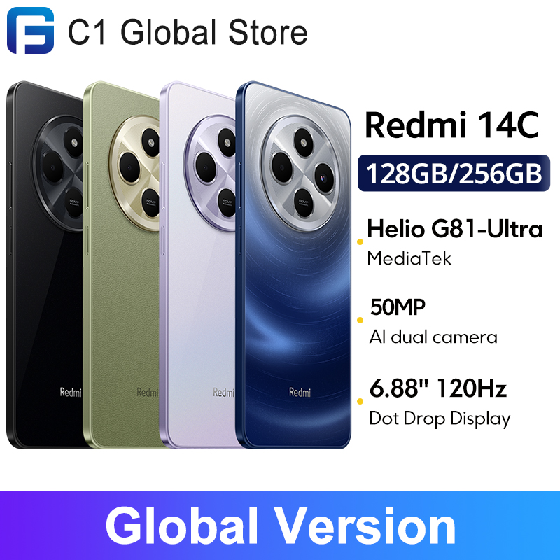 Xiaomi Redmi 14C NFC smartphones MediaTek Helio G81-Ultra 6,88 tela 120 Hz câmera dupla com IA 50 MP