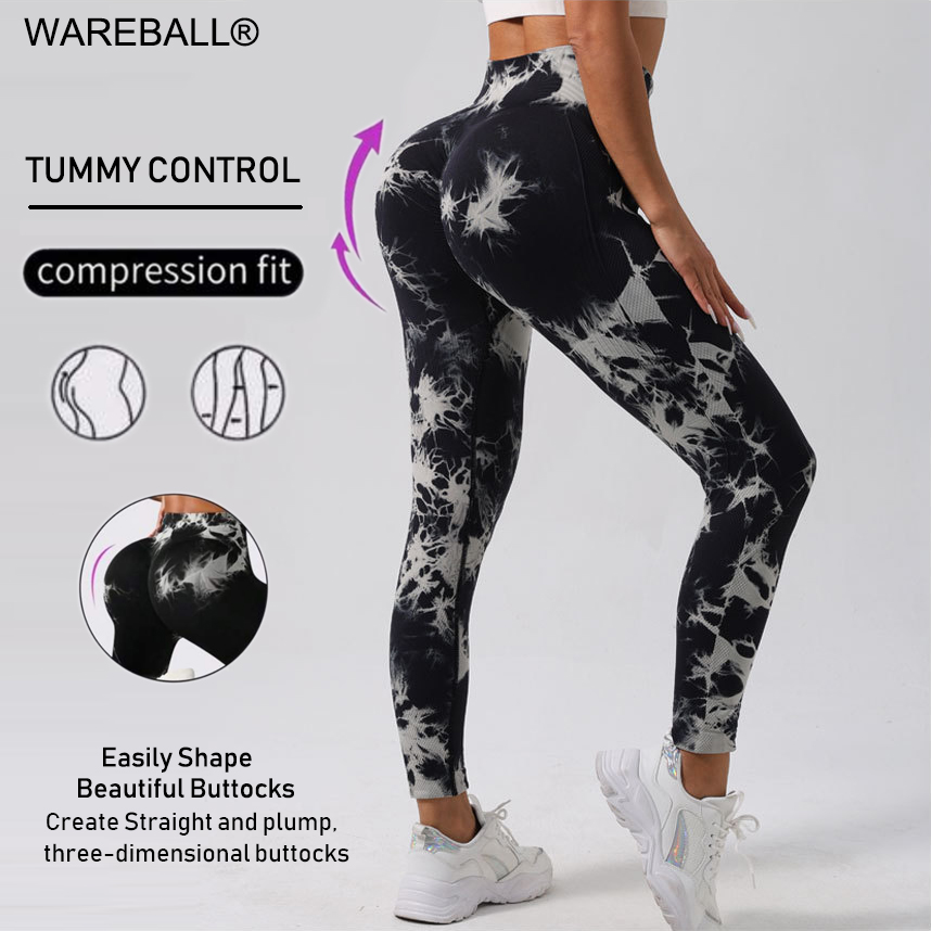 WAREBALL, nuevos pantalones de Yoga Tie Dye, mallas de gimnasio para mujer, mallas deportivas Push Up de cintura alta sin costuras, mallas deportivas para entrenamiento físico