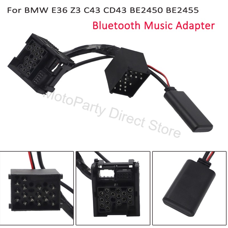 Bluetooth Music Adapter Wiring Connector Plug For BMW E36 Z3 C43 CD43 BE2450 BE2455 Radio