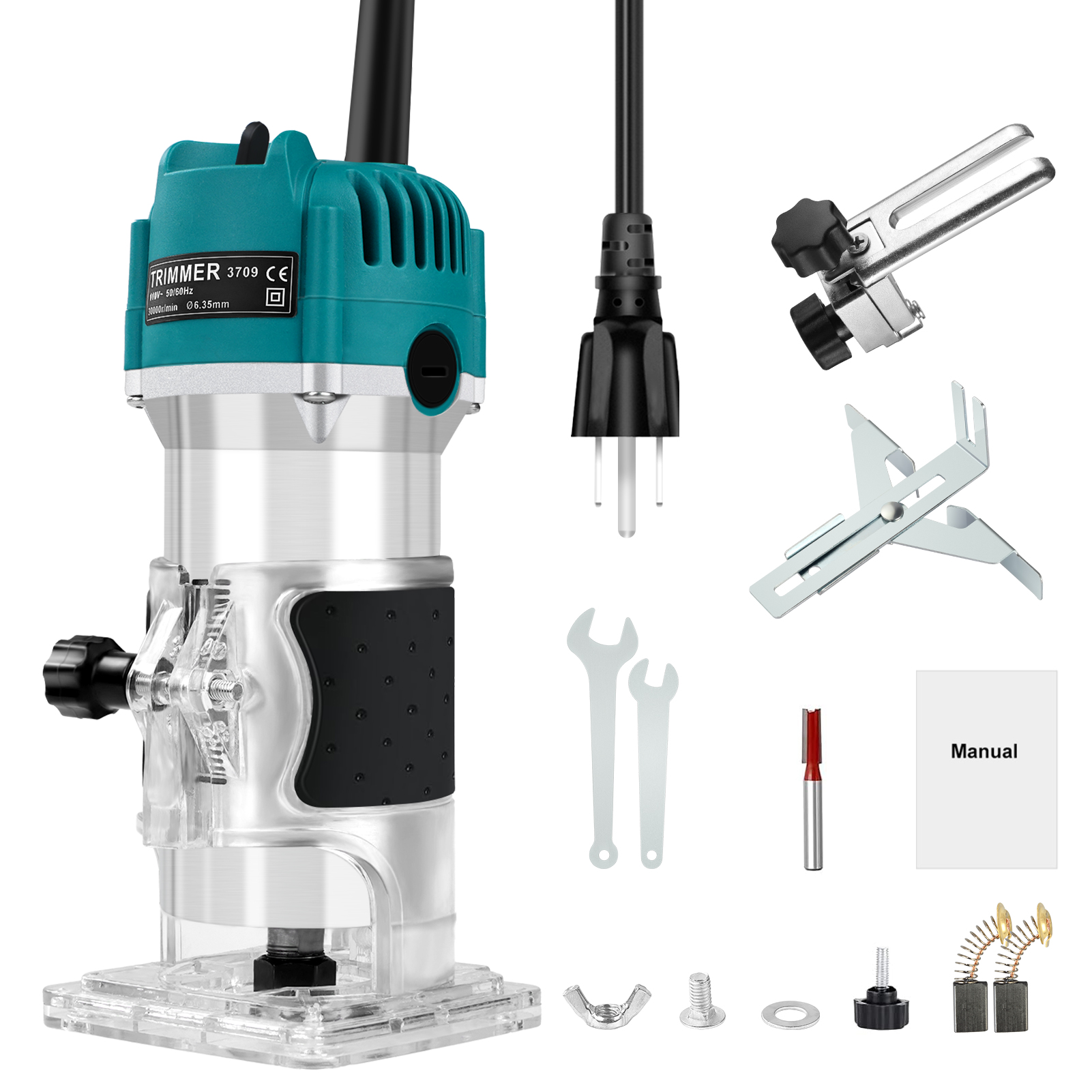 Electric Trimmer Wood Router Woodworking Trimming Milling Engraving Slotting Machine US 110V Linear guide rail
