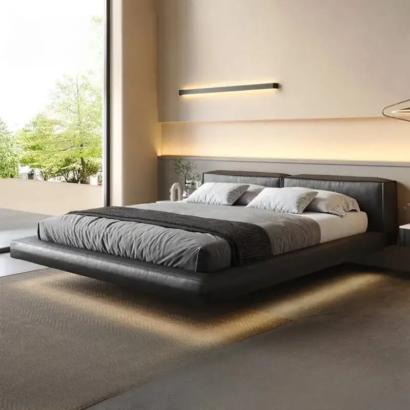 Designer zwart tweepersoonsbed waterdicht full size modern houten tweepersoonsbed luxe platformvloer Camas De Dormitorio meubilair