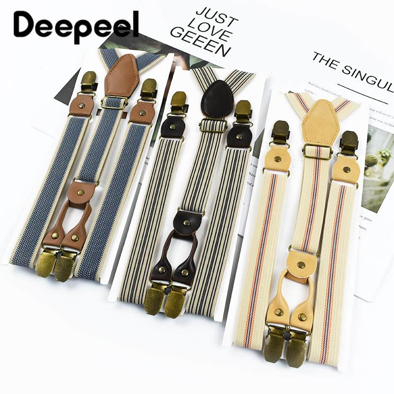1Pc Deepeel 2/2.5*120cm Retro męskie szelki unisex 4 klipsy typu Y pasek elastyczny pasek szelki codzienne akcesoria męskie Jockstrap