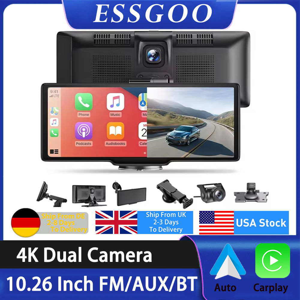 XGODY 10,26 "4K cámara de salpicadero inalámbrica Carplay Android Auto coche DVR WiFi navegación cámara de visión trasera tablero de vídeo
