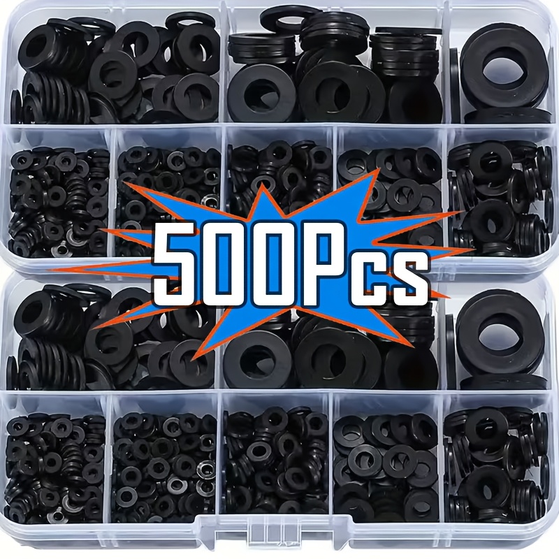 500pcs Nylon Plastic Washer Flat Assortment Set with 8-size Safety Plates M2 M2.5 M3 M4 M5 M6 M8 M10 Nylon Sealing Washers