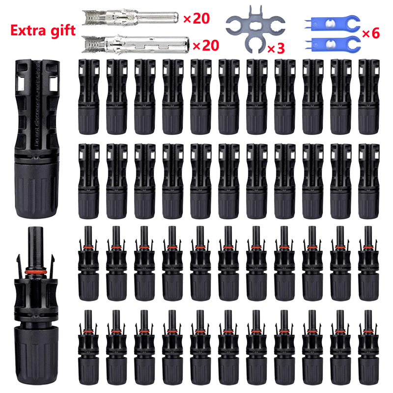 600/400/200/100/40/20/10 Uds Kit de conectores solares fotovoltaicos 1000V 30A conectores Solor de Panel para Cable PV/MC 2,5/4/6 mm2