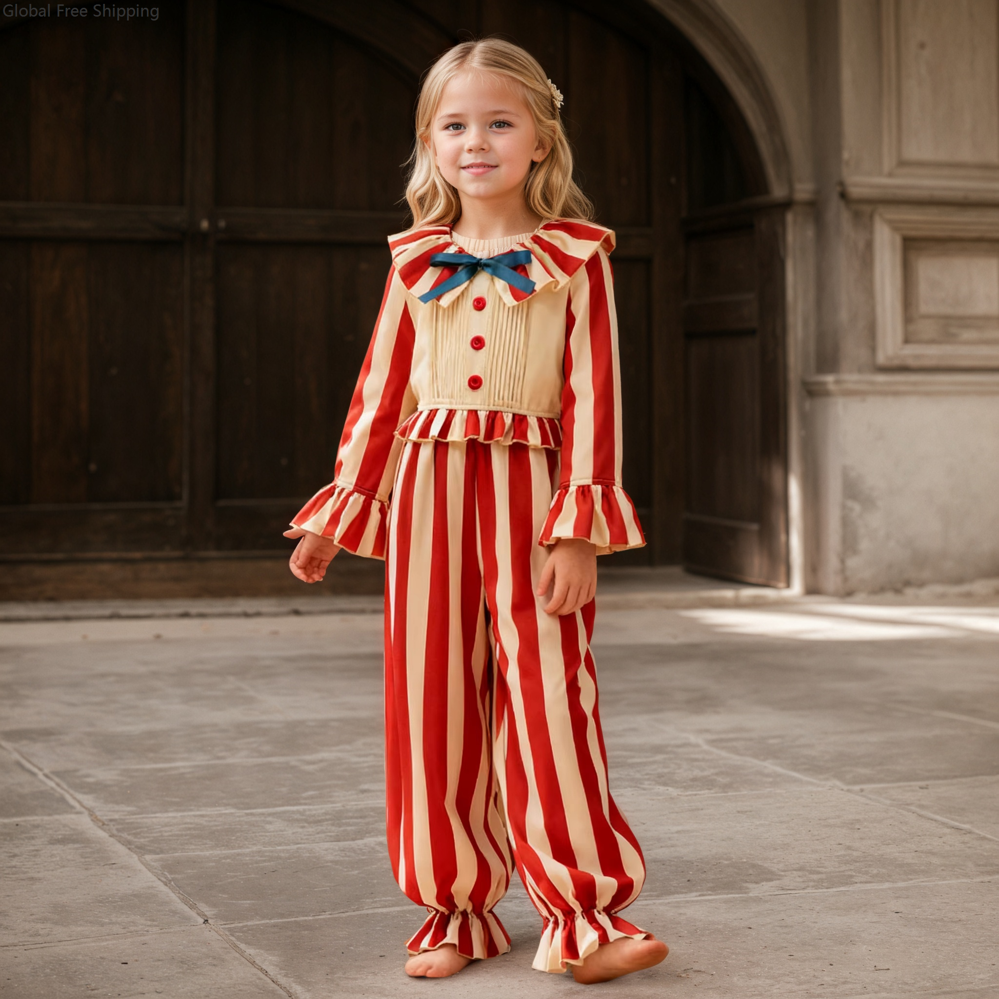 Christmas Onesie Children Clown Striped Candy Set Cosplay Costume Girls Boys Clown Onesie Halloween Carnival Party 2025 Carnival