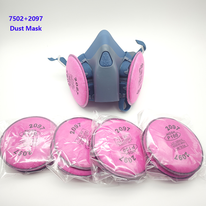 Masque à gaz respirateur en silicone 7502 avec filtre 2097 et lunettes de protection pour la poussière, la peinture au pistolet, le formaldéhyde, le soudage, le meulage, la menuiserie