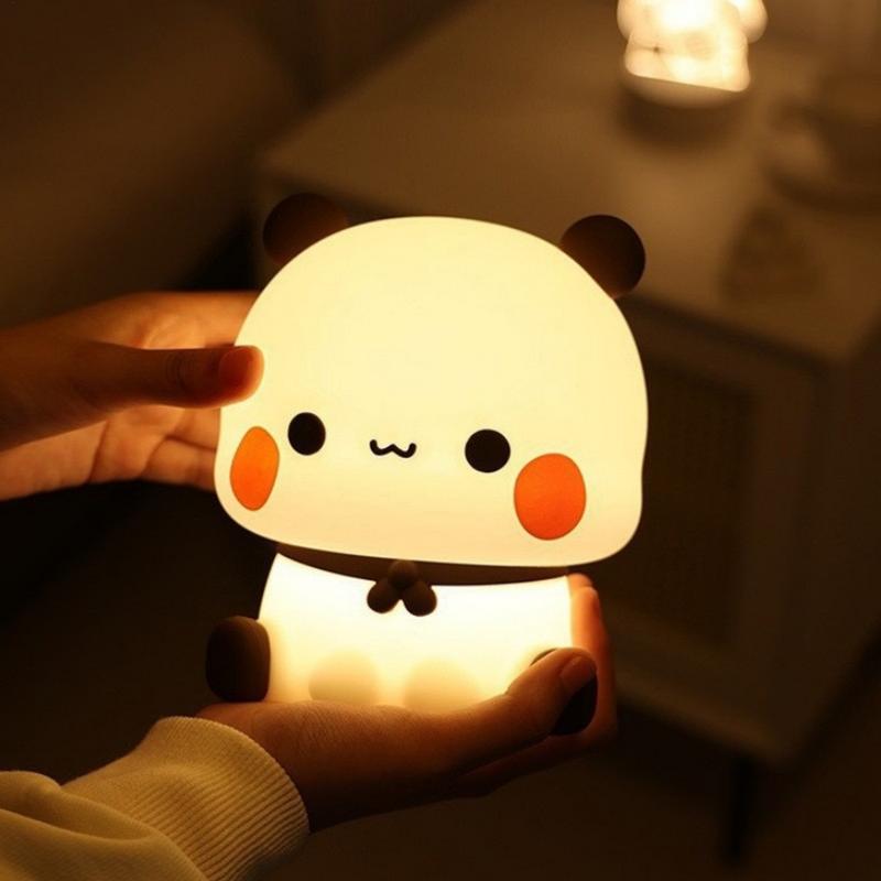 Lámpara de luz nocturna Led de Panda Kawaii, lámpara Pat de dibujos animados, dormitorio de animales, muñecas decorativas para sala de estar, regalos, luz nocturna para niños y bebés