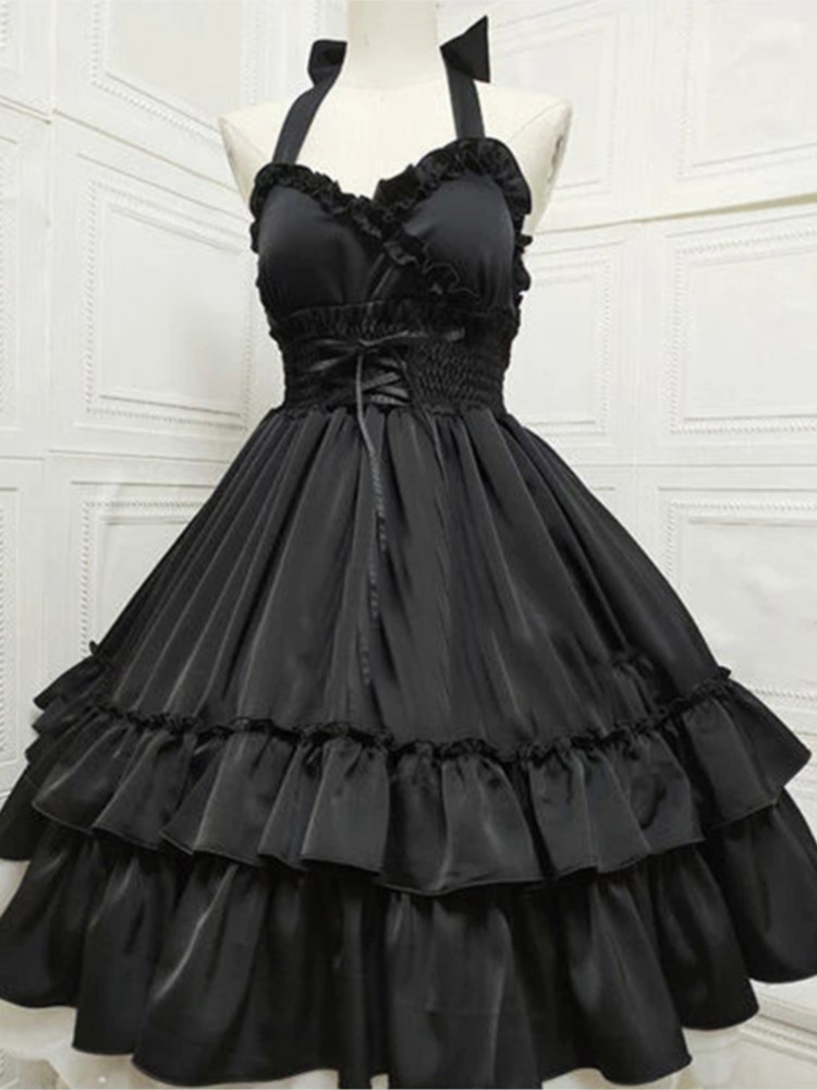 Sommer Klassische Elegante Hosenträger Kleid Lolita Solide Kawaii Lolita Retro Weiche Mädchen Tee Party JSK Hosenträger Kleid