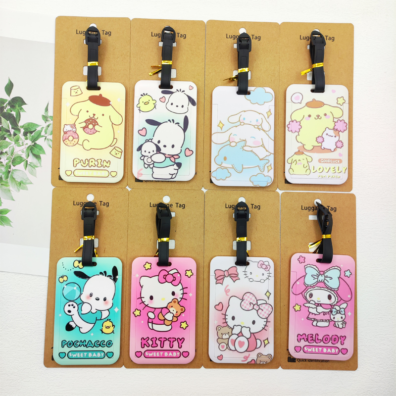 Дорожные багажные бирки Hello Kitty, милый чемодан, держатель для идентификационной адреса, багажные бирки, портативная этикетка для девочек