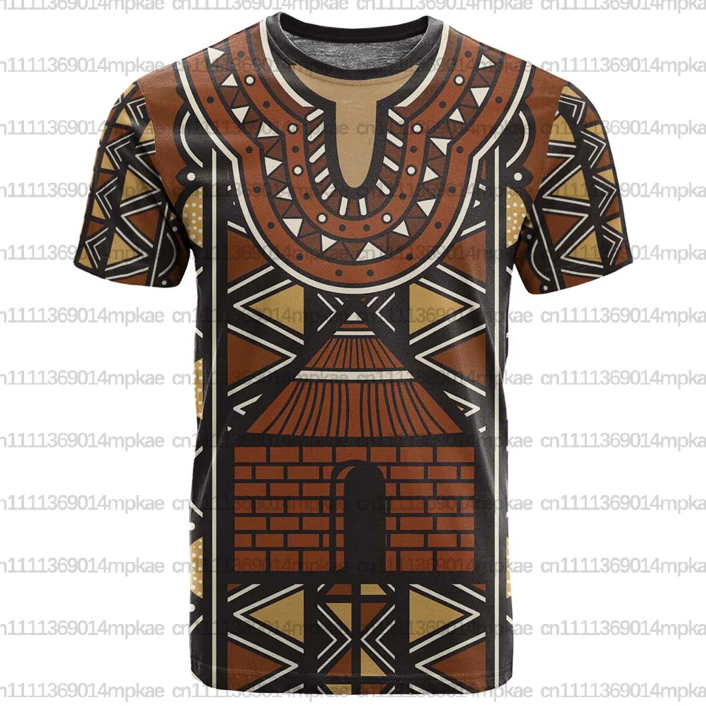 T-shirt Africana Estiva da Uomo con Girocollo, Stampa Motivo Mali, Maglia da Allenamento Comoda e Traspirante, Top Sportivo Casual