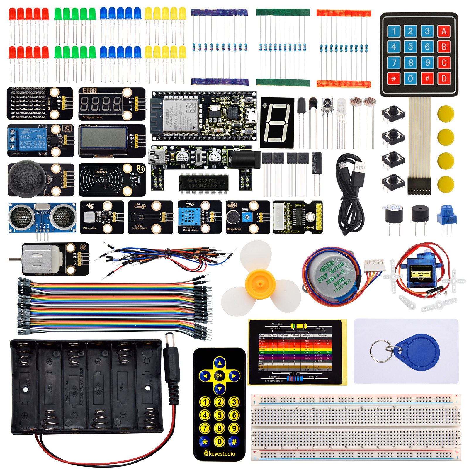 KEYESTUDIO ESP32 Basic Learning Kit Elektronische componenten Sensoren Modules voor Arduino Essential Starter Kit Python-programmering