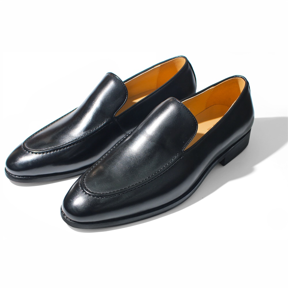 Handmade Genuine Leather Men's Loafers Pointed Toe Fashion Shoes for Social Formal Wedding Dress Pure Style