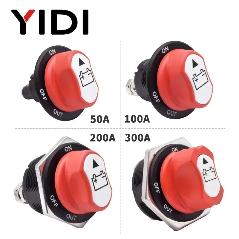 50A 100A 200A 300A desconexión de batería de coche interruptor de corte giratorio 12V 24V DC aislador de potencia accesorios para barcos y motocicletas
