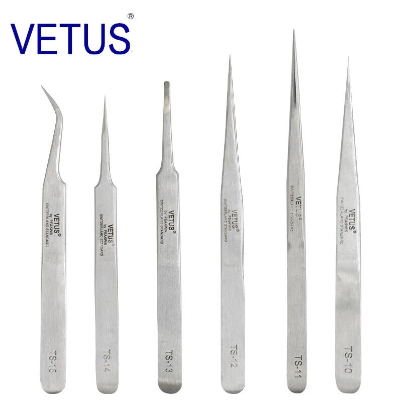 1 шт., промышленные антистатические пинцеты из нержавеющей стали серии VETUS TS, инструменты для ремонта часов с защитной этикеткой