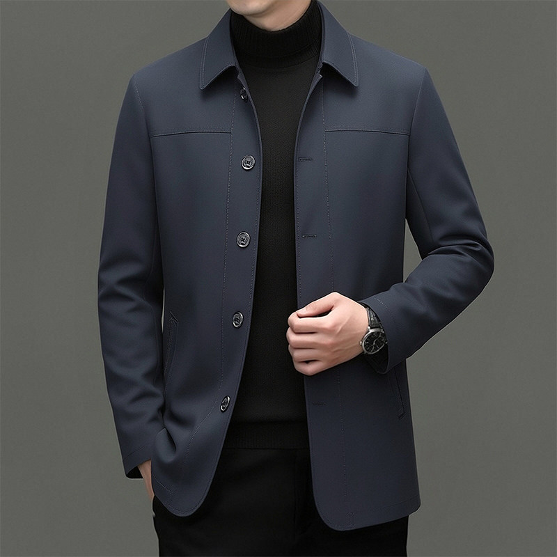 Middle-Aged Man's Loose Casual Spring-Autumn Jacket for Men, Suitable for Middle-Aged and Elderly Dads, with Single Button Closu