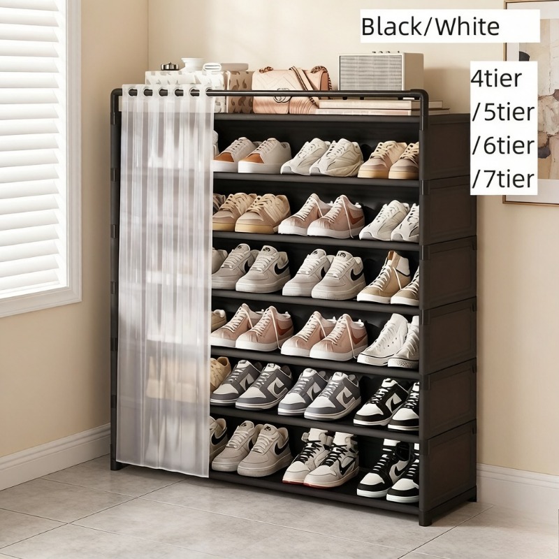 Estante Plegable para Zapatos a Prueba de Polvo con Base Antideslizante, Estante de Almacenamiento Multicapa para Zapatos y Accesorios, Fácil de Limpiar