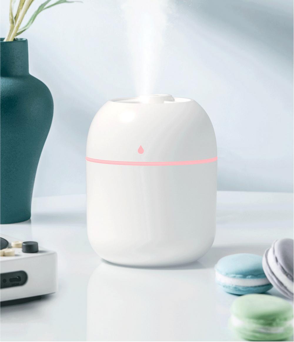 เครื่องเพิ่มความชื้นแบบหยดน้ำขนาดเล็ก USB แบบพกพา เงียบ สำหรับใช้ในบ้านและบนโต๊ะทำงาน