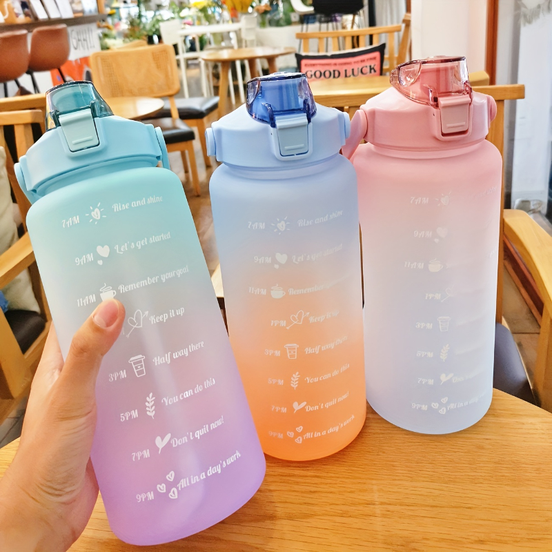 ウォーターボトル 2 リットル 水分補給を維持 モチベーションを高める 漏れ防止 プラスチック スポーツボトル リマインダー時間 スポーツ アウトドア フィットネス オフィス 屋内