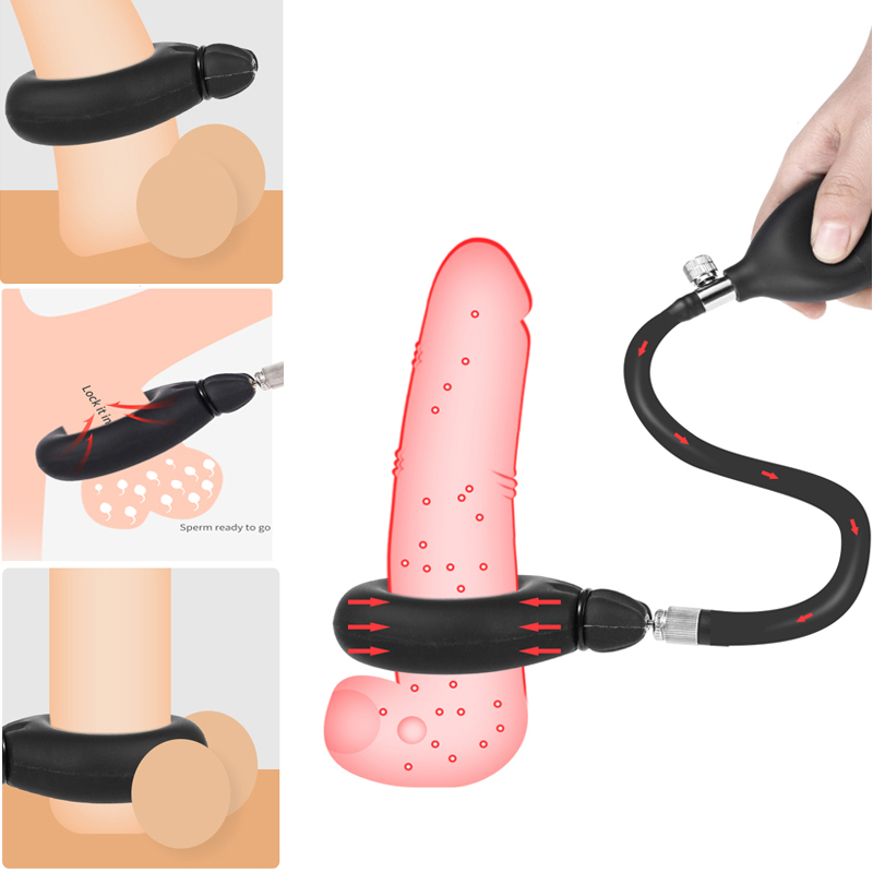 Nieuwe Opblaasbare Penis Ring Vertraging Ejaculatie Erectie Cock Lock Bondage Balzakstretcher Cock Ringen Volwassen Bdsm Speeltjes Voor Mannen Gay