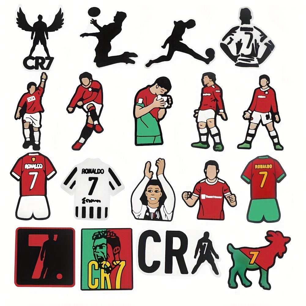 Set liontin 18 buah tema sepak bola kartun lucu, cocok untuk sepatu, tas, gelang, dan aksesori