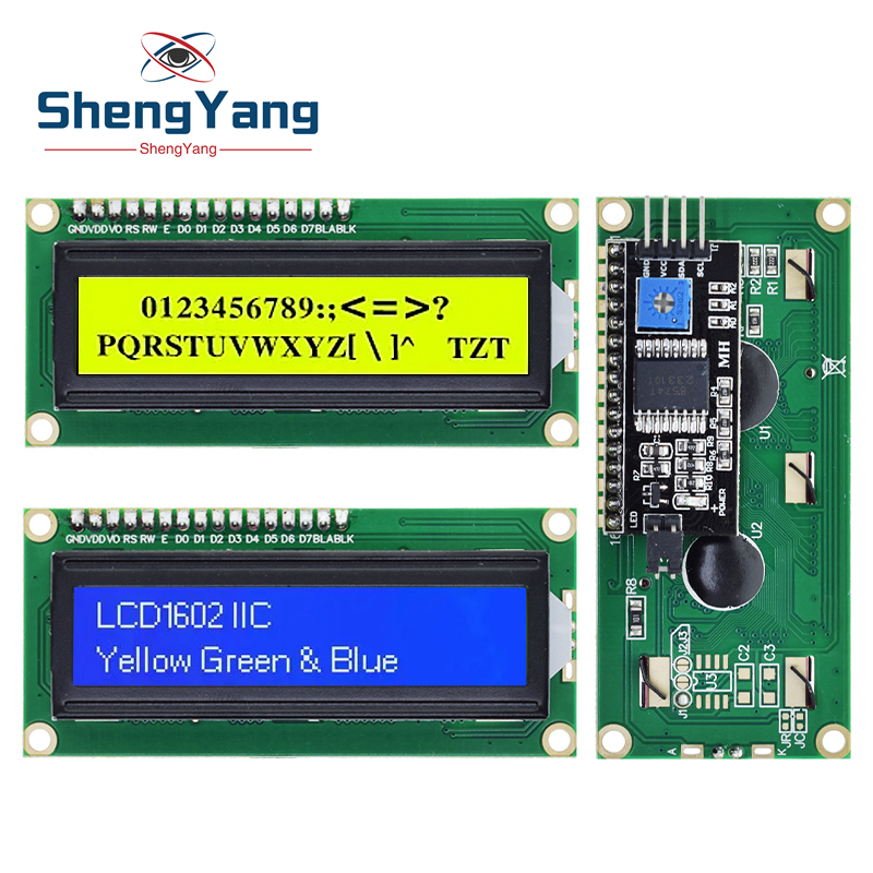 Módulo LCD LCD1602 1602 pantalla azul/amarilla verde pantalla LCD de 16x2 caracteres PCF8574T PCF8574 interfaz IIC I2C 5V para arduino