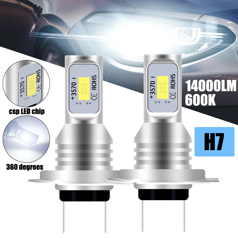 2ชิ้น H7 H1 H11 H9 H8หลอดไฟ LED 9005 9006 HB3 HB4 CSP LED สว่างมากโคมไฟ DRL สีขาว6000K