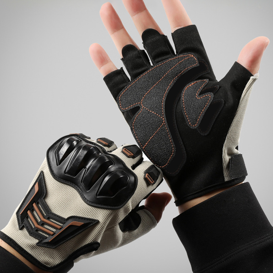 Guantes de medio dedo para hombre, guantes protectores F para exteriores, guantes deportivos resistentes al desgaste para motocicleta y bicicleta