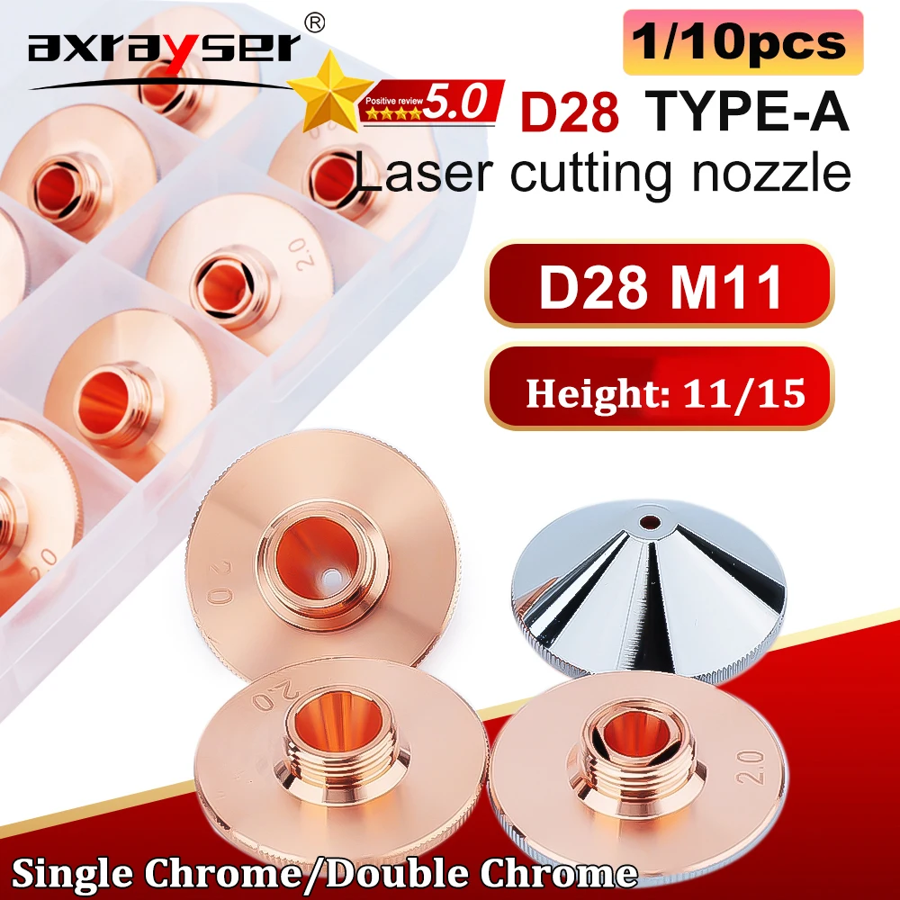 Buse laser Dia.28 H15/H11 M11, calibre 0.8-6.0, simple/double couche, pour tête de découpe laser à fibre Raytools Precitec WSX, 1/10 pièces