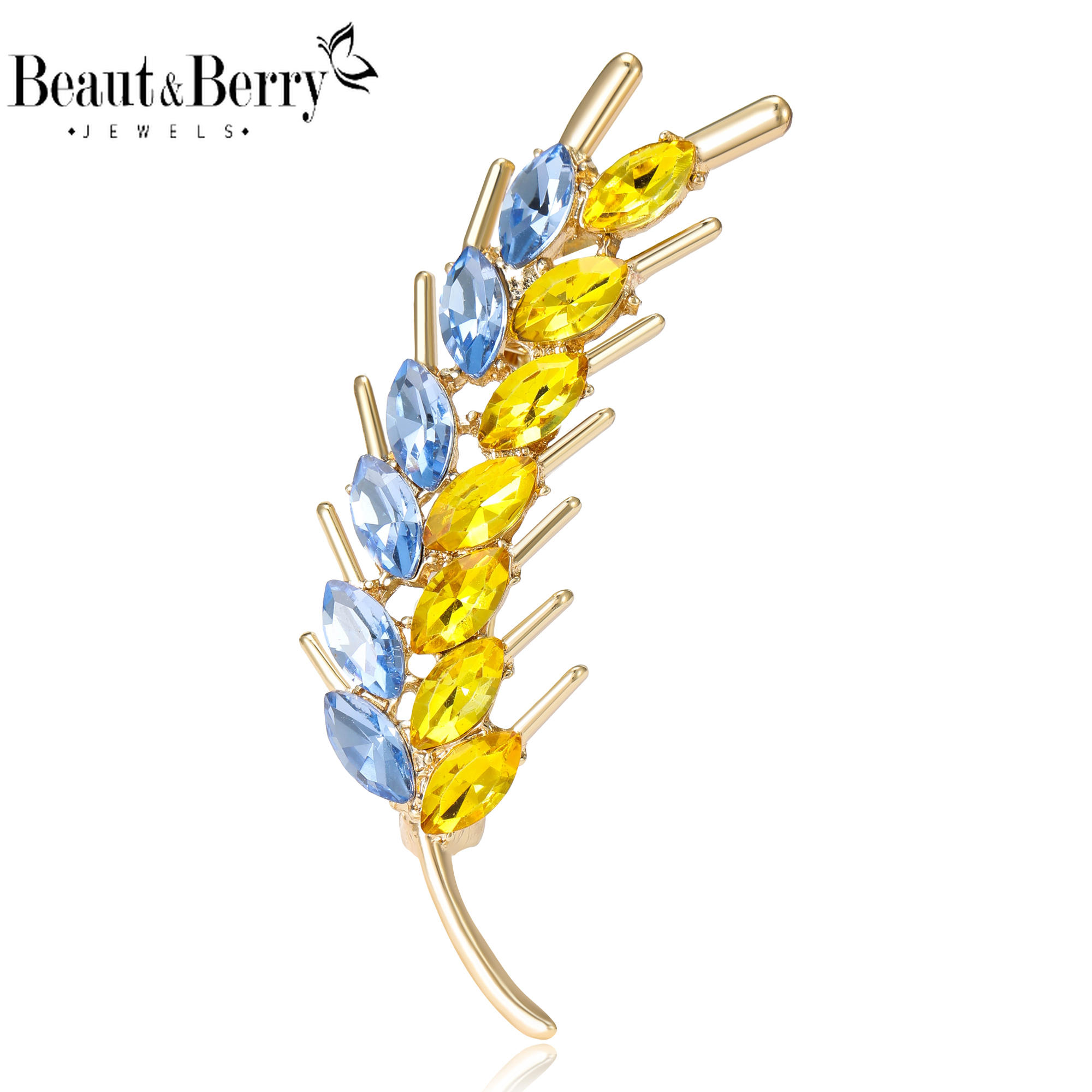 Beaut & Berry Broches ucranianos de orelha de trigo para mulheres, alfinetes de plantas unissex, acessórios de festa casuais, novos presentes, decoração de amigos