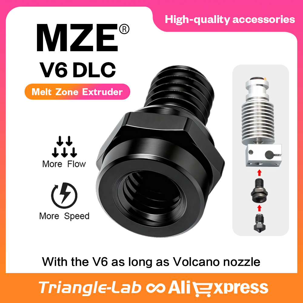 Trianglelab MZE ™   Extrusor de Zona de Fusão DLC V6 para Aumento de Fluxo para Bico V6, Hotend CHC, Hotend CHC XL Rapido, Impressora 3D Voron