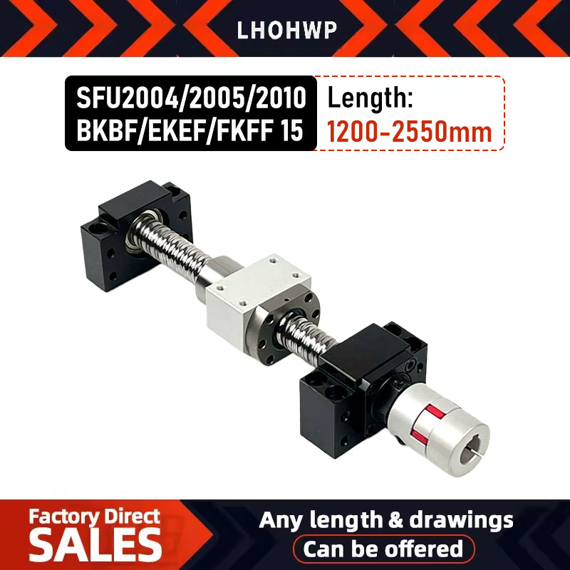 Ball Screw SFU2004/2005-4/2010 Berkualitas Tinggi Dengan Ball Nut+BKBF/EKEF/FKFF15+DSG20H Dan XB30-40 Untuk Pemrosesan Komponen CNC
