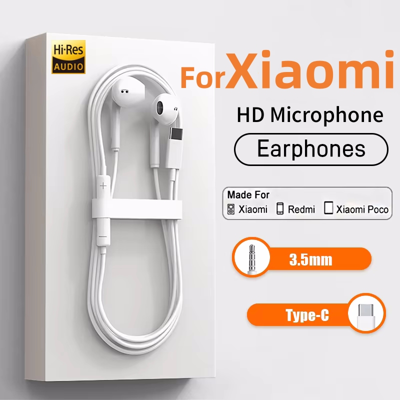 Écouteurs intra-auriculaires filaires de Type C, 3.5mm, pour Redmi Note Xiaomi 17 15 14 13 12 11 Pro, casque d'écoute pour téléphone Samsung Huawei tablette