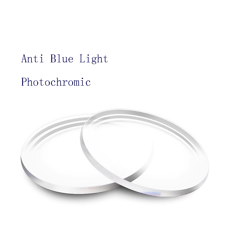 1 Pasang Lensa Kacamata Resep 1.56 Miopia Hiperopia Presbiopia Lampu Biru Memblokir Lensa Fotochromic Anti-refleksi/Silau