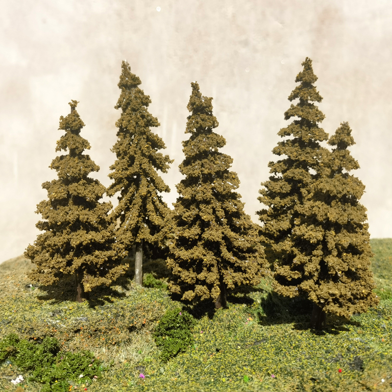 2/10 Uds. Modelo de árboles de pino, mesa de arena de montaña militar, modelo de árbol, planta de otoño, modelo N HO O, escala para modelo de diseño ferroviario de 8-15cm