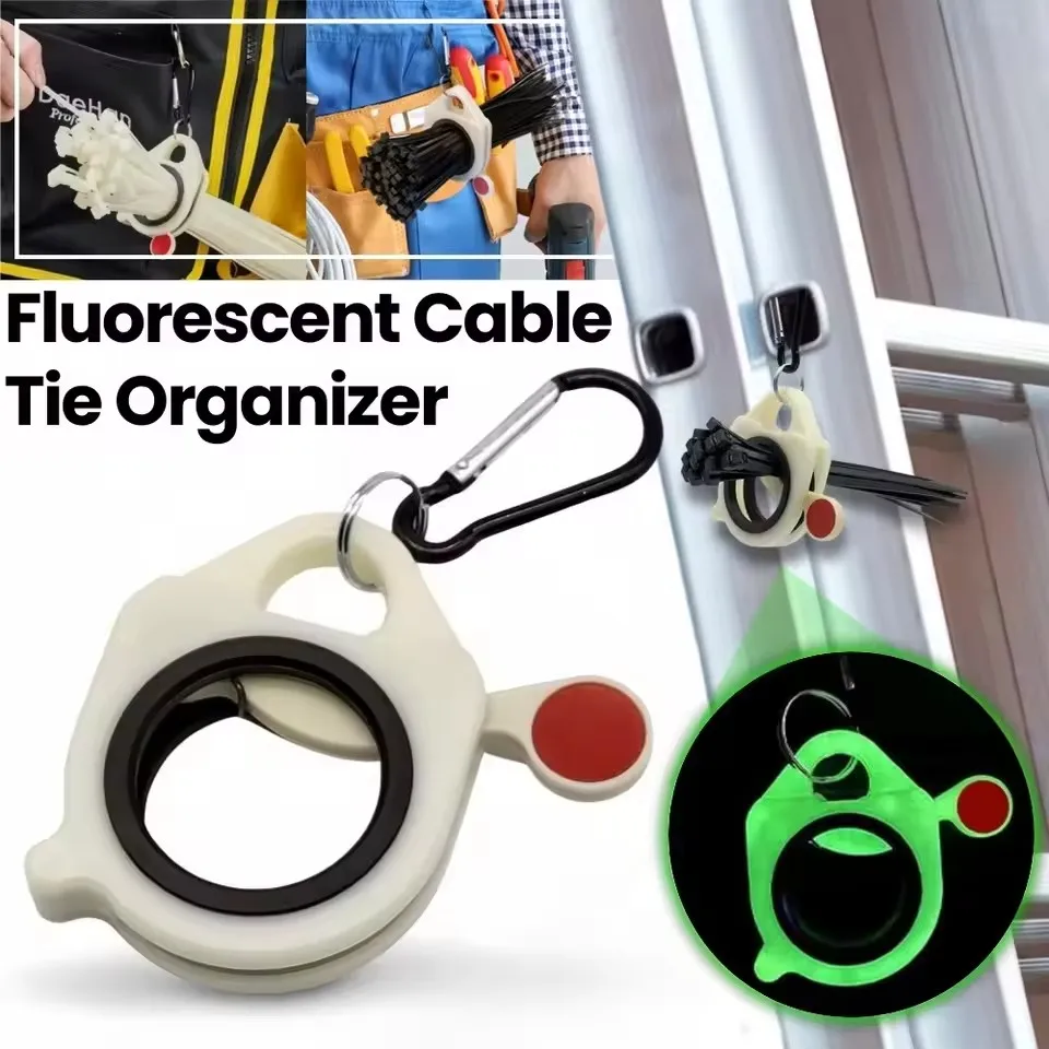 Fluorescent Cable Tie Organizer Reusable Zip Tie Holder Portable Plastic Cable Tie Storage Tool Electrical Wire Ties Organizer