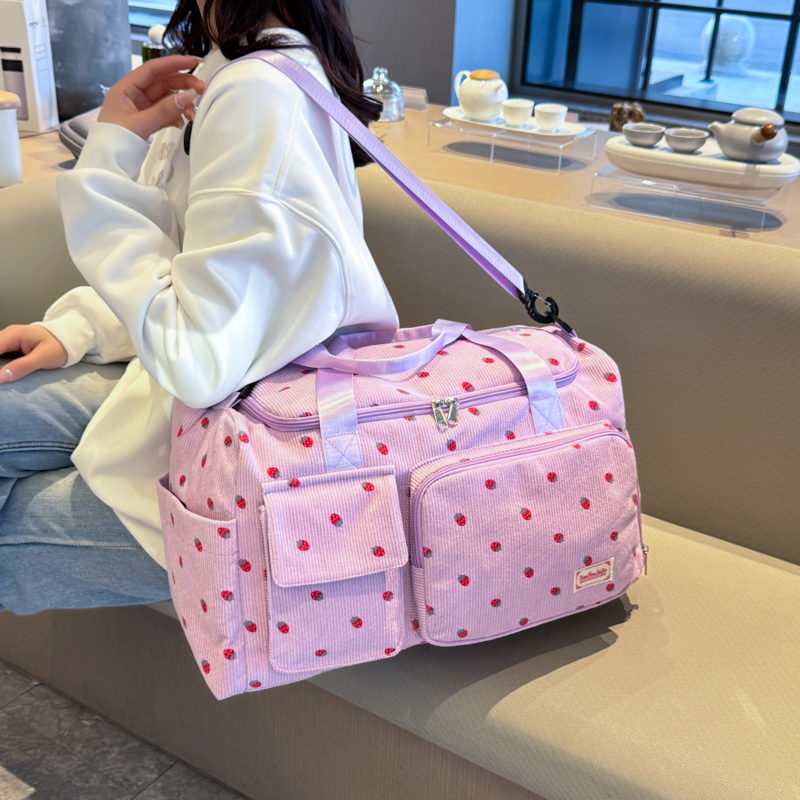 Corduroy Travel Tote Bag Large Capacity Carry On Travel Bag With Shoe Compartment Sports Fitness Bags For Women Duffle Bags