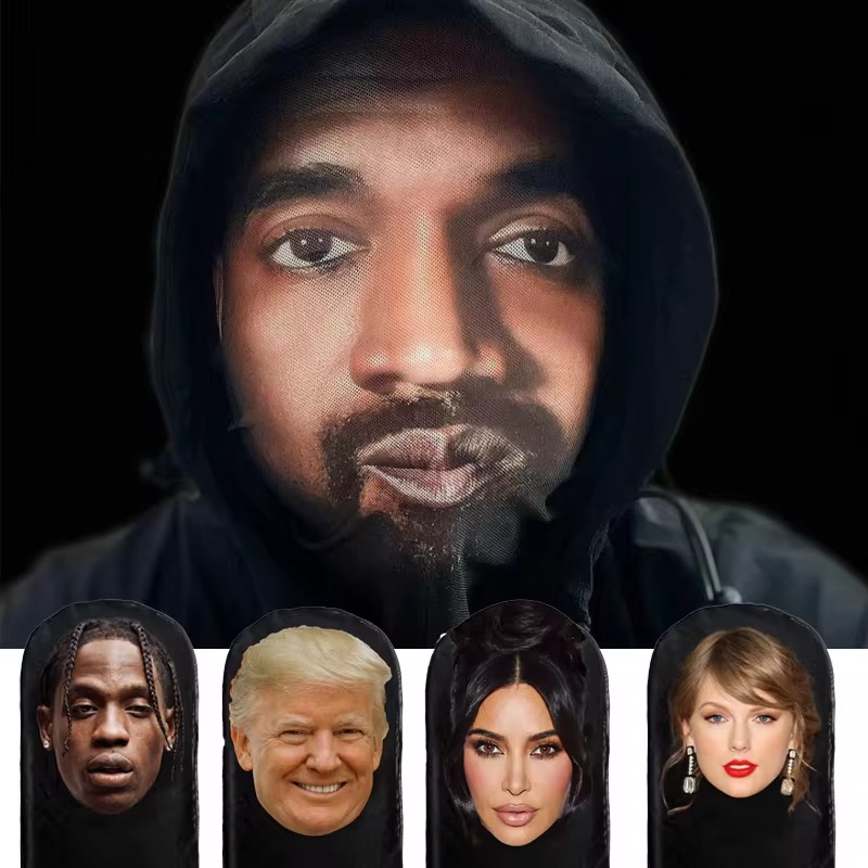 Cosplay headwear hip hop moda capuz chapéu chapelaria novo 3d impresso kanye máscara de malha elástica decoração do dia das bruxas máscara facial completa unisex