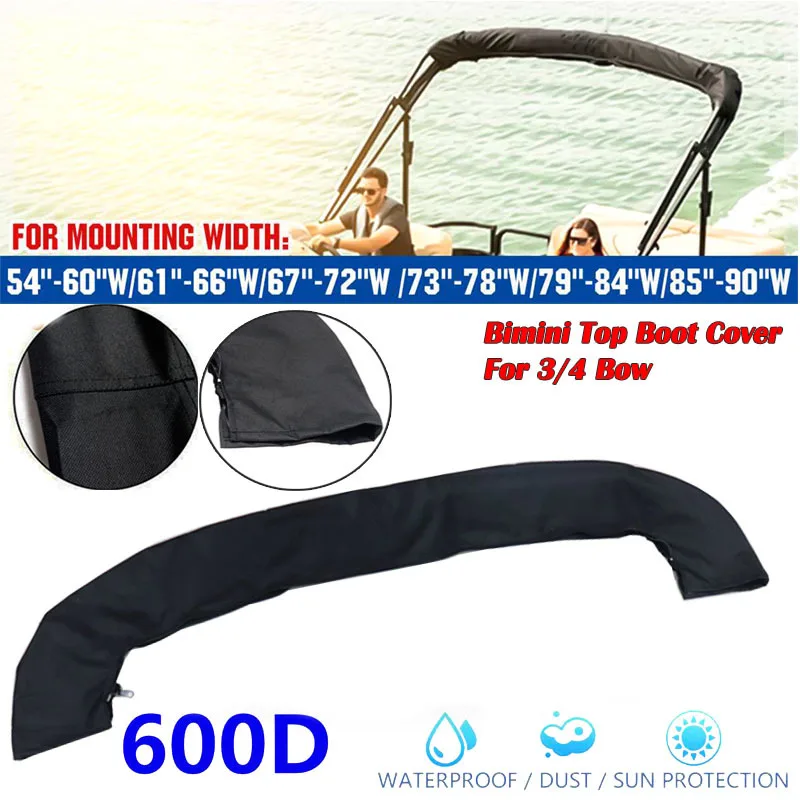 Водонепроницаемый 600D 3/4 Bow Bimini Top Boot Cover без рамки, чехол для яхты и лодки с застежкой-молнией, пылезащитный чехол с защитой от УФ-лучей, морские аксессуары
