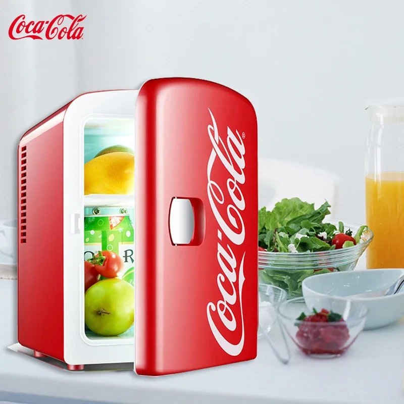 4L ミニ冷蔵庫コカコーラ多機能化粧品寮ウォーマークーラー冷蔵庫家庭用車小型ポータブル冷蔵庫 12 V/220 V