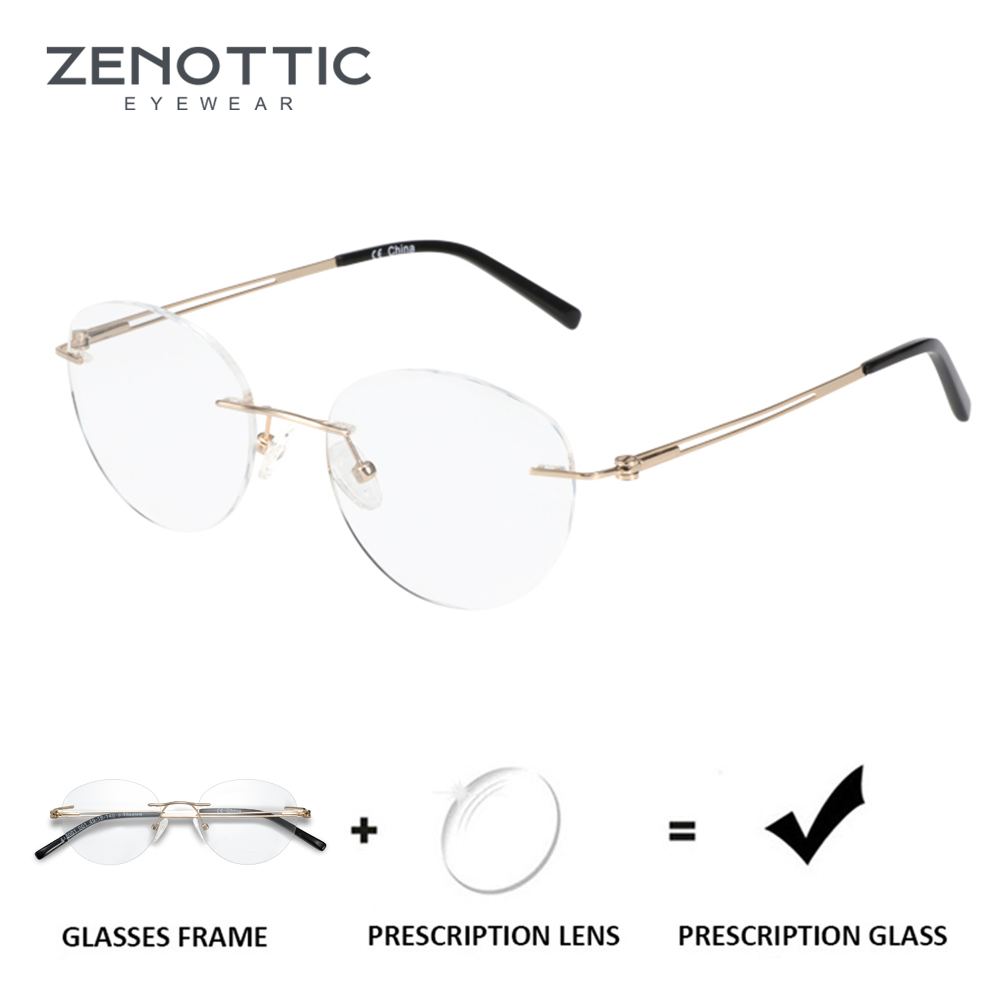 ZENOTTIC очки без оправы из чистого титана, круглые антисиние/фотохромные оптические очки для близорукости для женщин